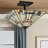 16"W Aibek 2-Light Tiffany-Style Stained Glass Semi Flush Ceiling Light