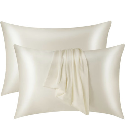 Ensemble de 2 taies d'oreiller en soie pure Kasentex - Doux et lisse avec fermeture à enveloppe