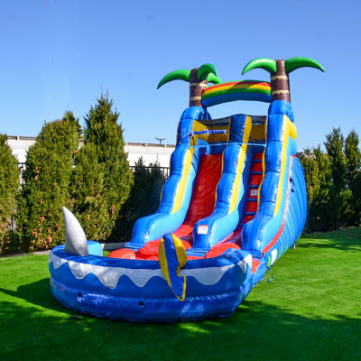 Toboggan aquatique gonflable HeroKiddo 24' Ocean Shark avec piscine détachable