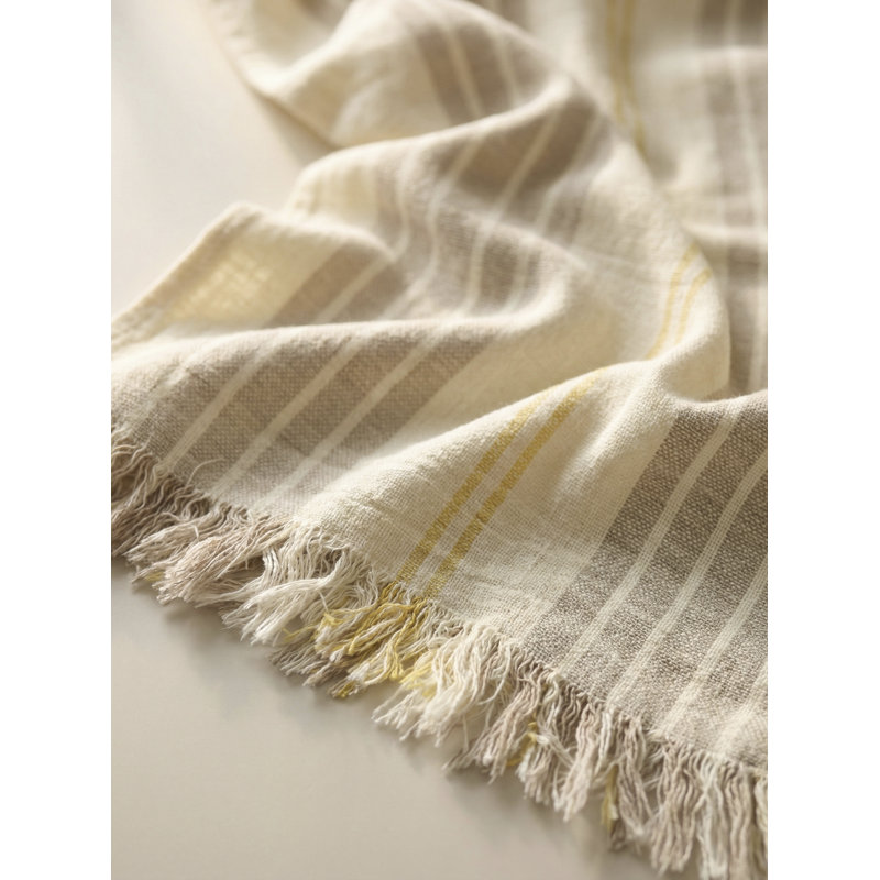 Green Newport Stripe Turkish Cotton Towel, Beige