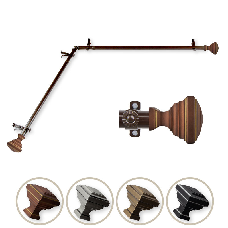 Dnaiel Metal;Resin Adjustable 0.81'' Single Curtain Rod, 28" - 48", Cocoa
