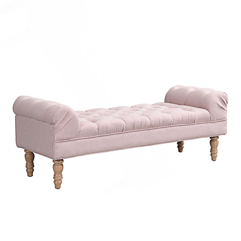 Banc de bout capitonné à boutons, Rose