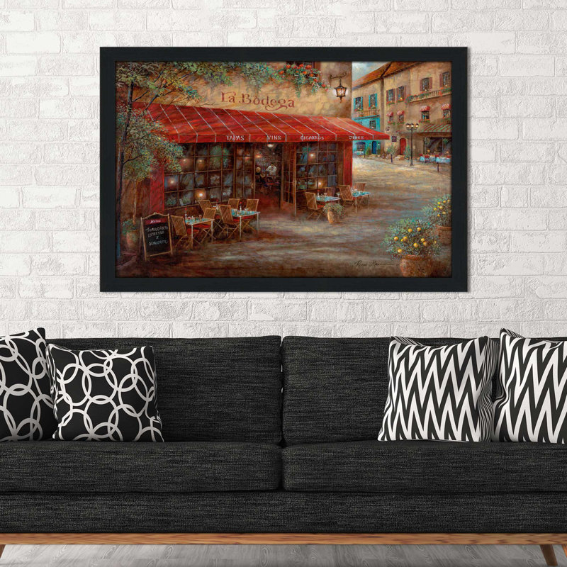 « la bodega », reproduction de peinture à l’huile encadrée, H 21,5 po x l 27,5 po x P 0,75 po