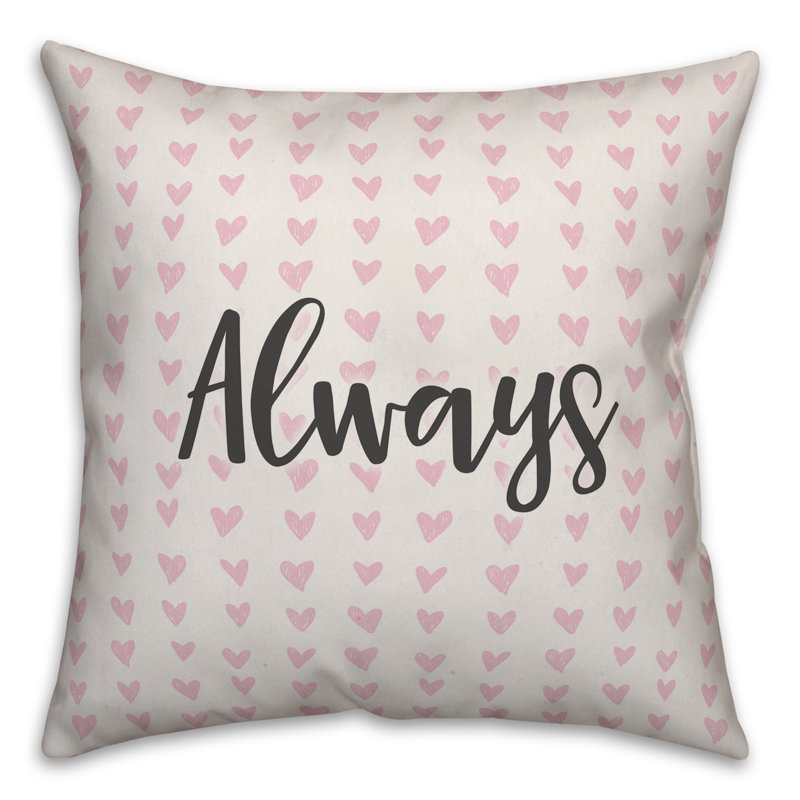  Always in Hearts Pattern Throw Pillow, Pillow Cover