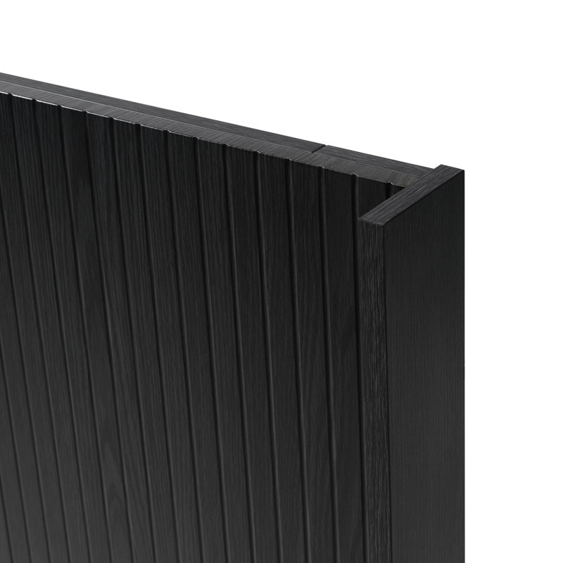 Tête de lit très grande de 80,2 po en bois - aspect décoratif moderne, panneau à oreilles cannelé mural, style à oreilles, design de couleur chêne noir, texture de surface réelle élégante, 3D contemporain