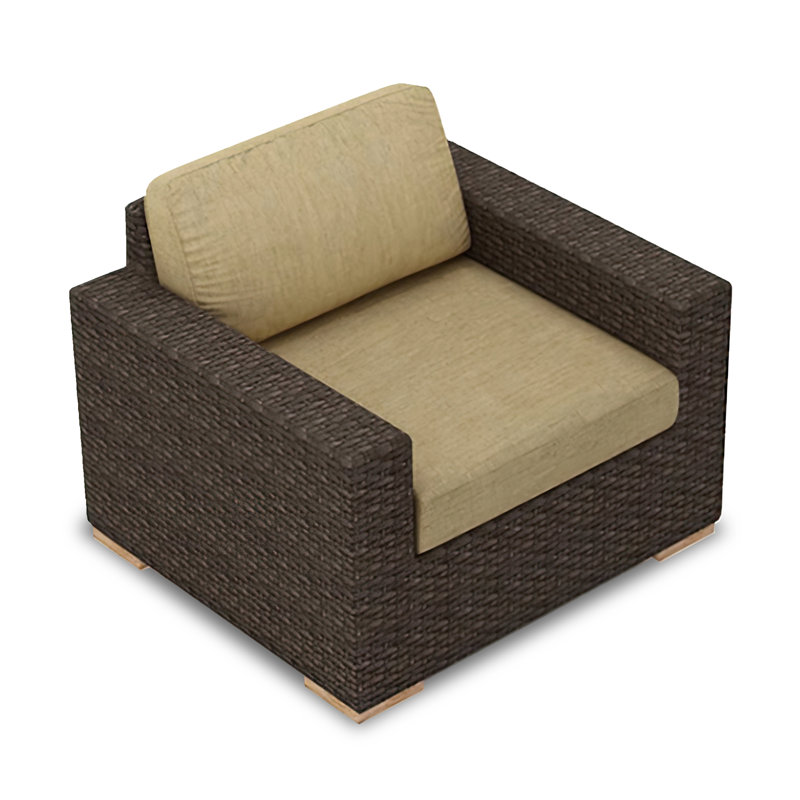Buckholtz Premium All-Weather Wicker Outdoor Lounge Chair, Canvas Heather Beige Sunbrella® Canvas
