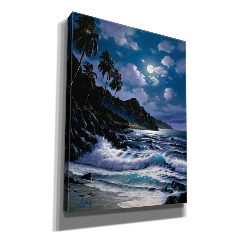 «Night Walkes at the Beach» par Anthony Casay, art mural sur toile, L 40 po x H 54 po