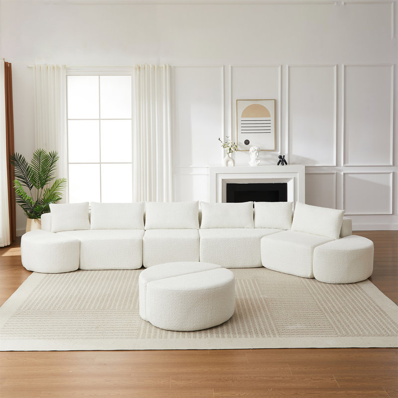Ensemble de canapé modulaire en tissu chenille, Beige