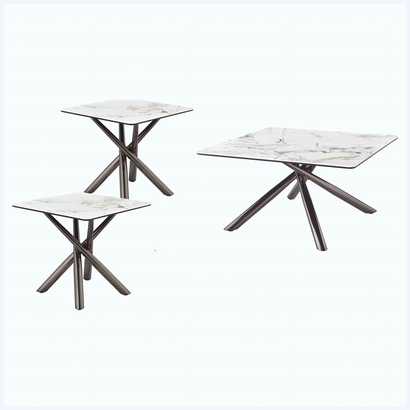 Ensemble de tables basses 3 pièces Modern Modern, Bright, Blanc / ne s'applique pas, H 17,5 po x l 35,25 po x P 35,25 po