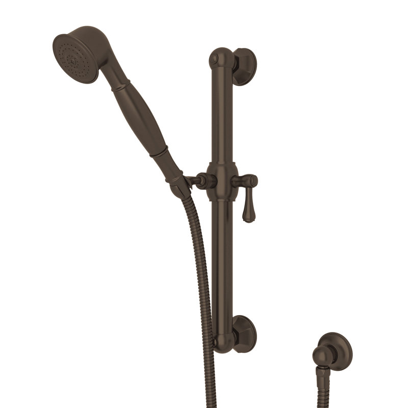 Palladian Handshower Set With 24" Grab Bar and Single Function Handshower, Tuscan Brass