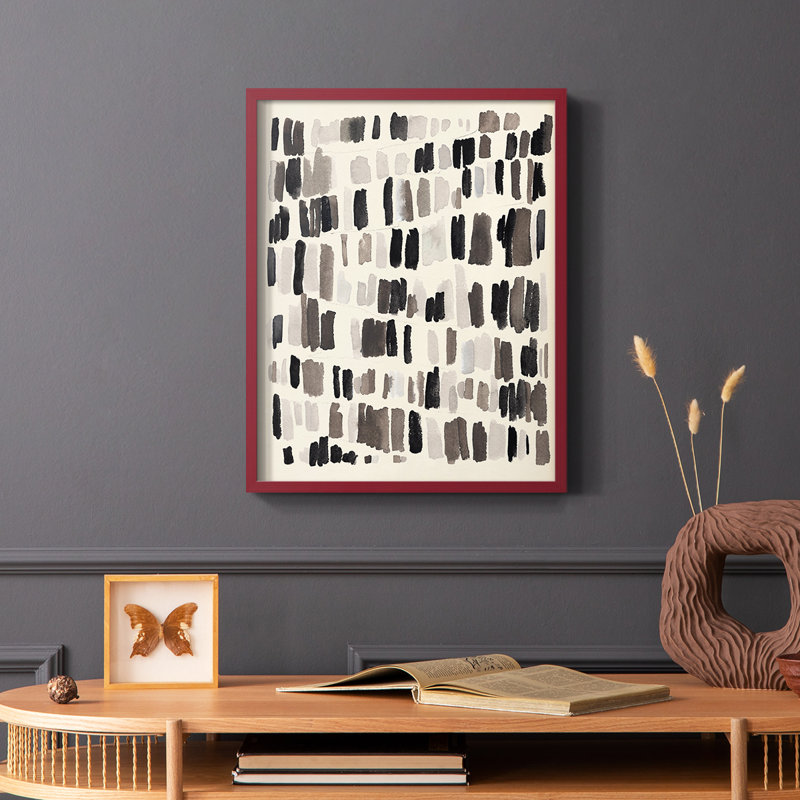 Craie et silex I, reproduction encadrée - bois massif, Rouge, H 10 po x l 8 po