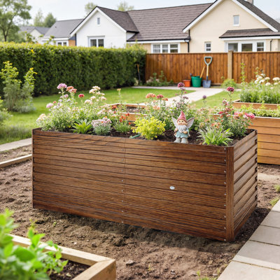 Lit de jardin surélevé galvanisé, boîte à fleurs brun foncé 5 pi x 3 pi x 2 pi