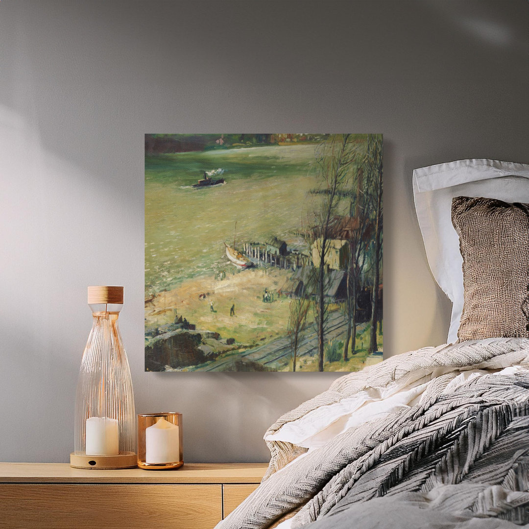 River Scene Canvas Wall Art, Vintage Impressionism Print, Gallery Wrapped Canvas, Ready to Hang, Archival Inks, Home Decor