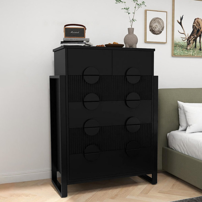 ebern designs 6 drawer dresser Ebern Designs 6 Drawers White Dresser For Bedroom, 53" Wooden Modern Chest  With Metal Handle, Tv Stand Dresser Cabinet, Wood Closet Clothes Storage