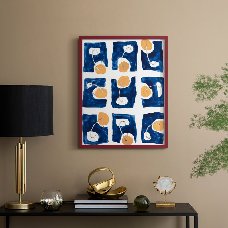 Abstract Puzzle II Framed Print - Solid Wood, Red, 21" H x 17" W