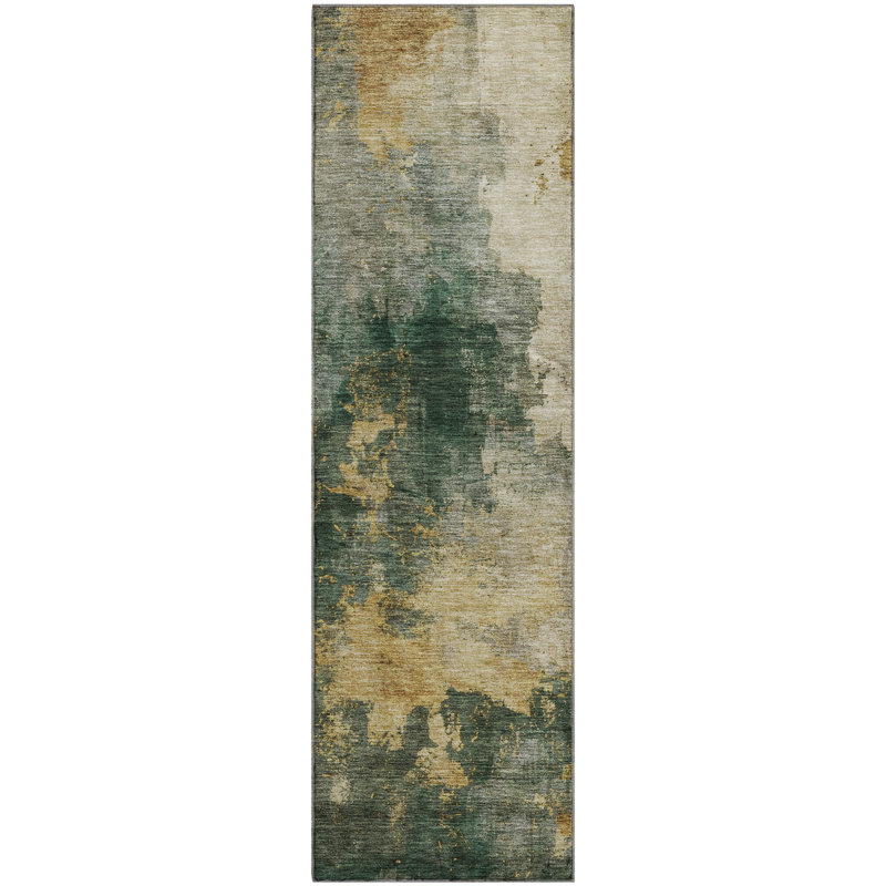 Tapis abstrait lavable à la machine de qualité supérieure Dahl AMF1072, Tapis de couloir 2 pi 3 po x 7 pi 6 po