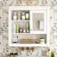 Armoire murale de salle de bain à miroir 32 po, 4 tablettes de rangement, rangement indispensable avec tablettes, peu encombrant