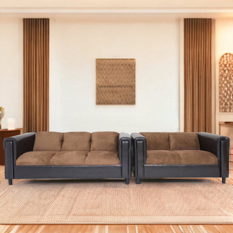 Ensemble de causeuse et canapé moderne en similicuir et chenille pour salon, ensembles de canapé décoratifs pour le salon, avec structure en bois massif