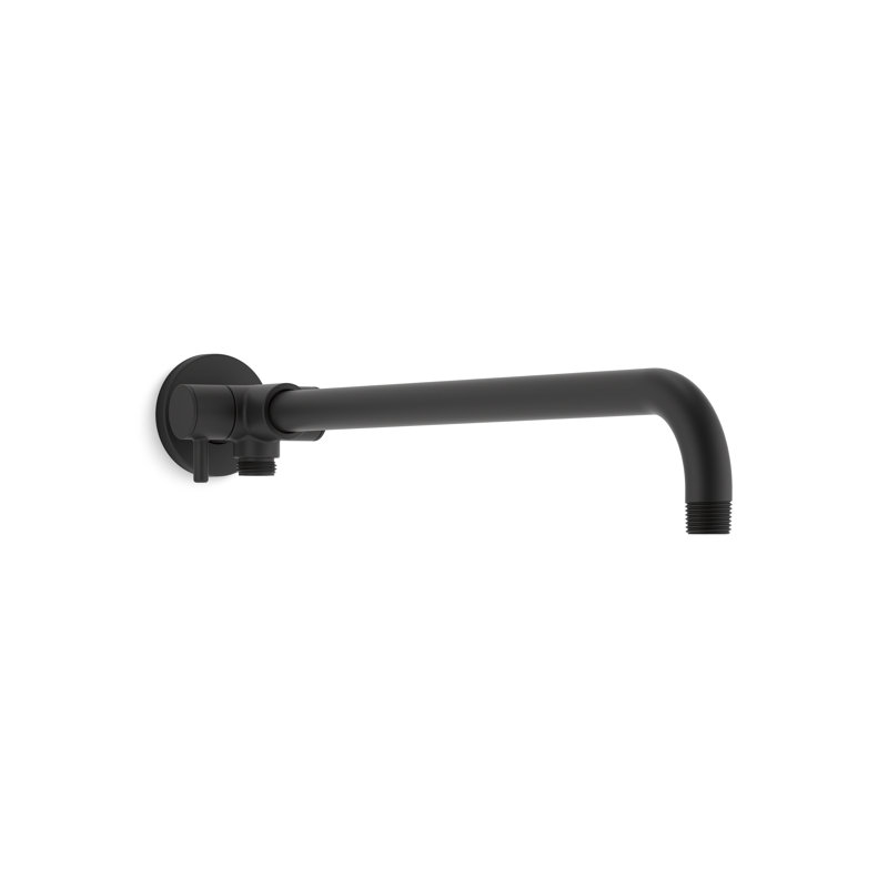 Wall-Mount Rainhead Arm with 2-Way Diverter, Matte Black