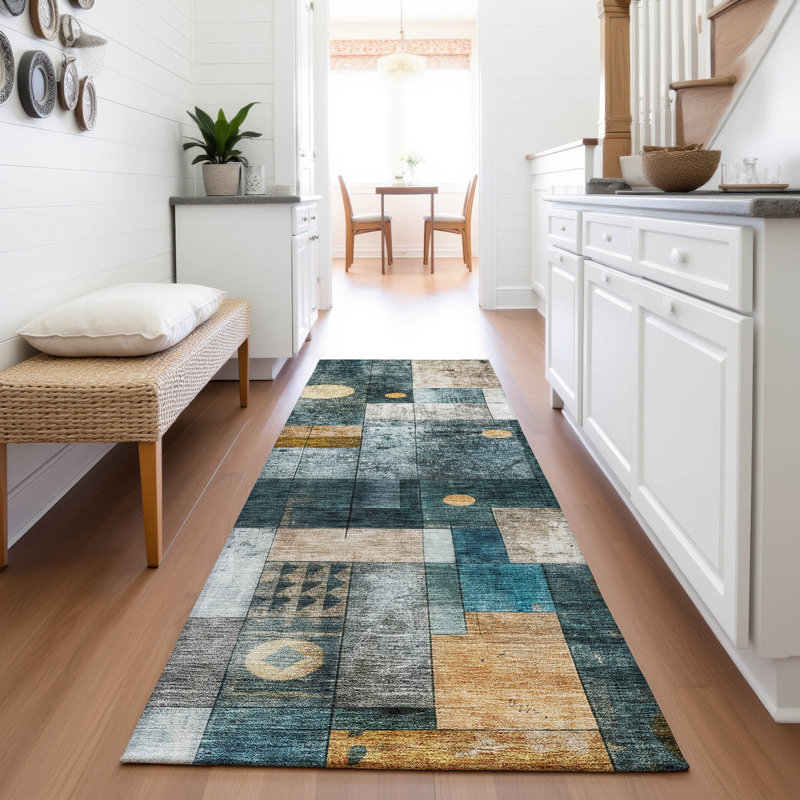 Premium Machine Washable Mayfield AMF1123 Geometric Rug, Runner 2'3" x 7'6"
