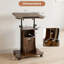 Chariot de bureau mobile réglable en hauteur avec plateau inclinable et armoire de rangement, support pour ordinateur portable à roulettes avec freins pour bureau à domicile, espace de travail flexible