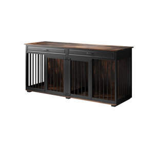 Dorilal Large Dog Crate Furniture With 2 Drawers And Divider