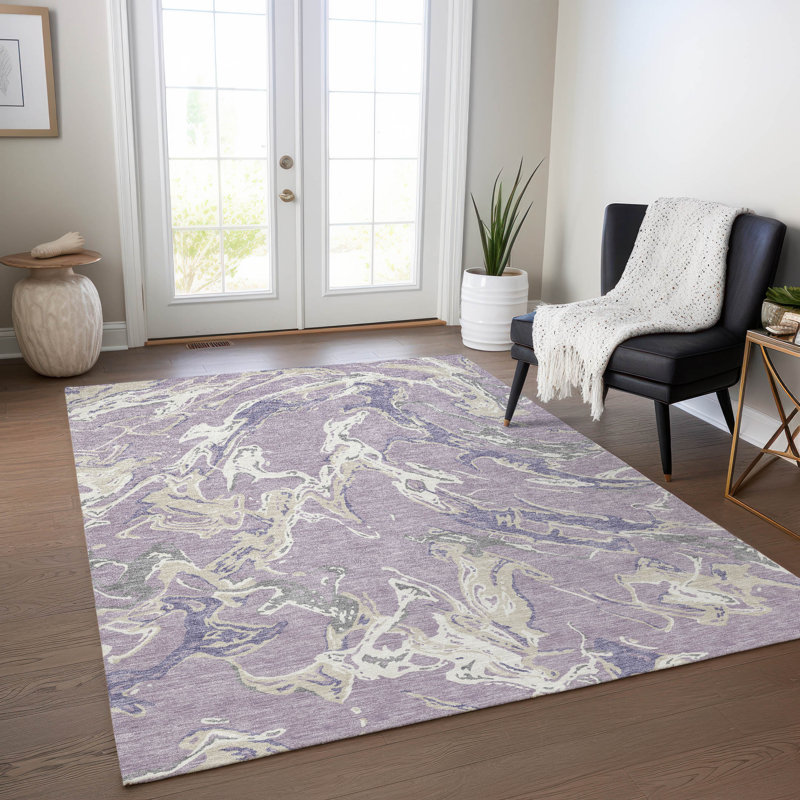 Tapis mauve lavable intérieur / extérieur Lani , 2 pi 6 po x 3 pi 10 po