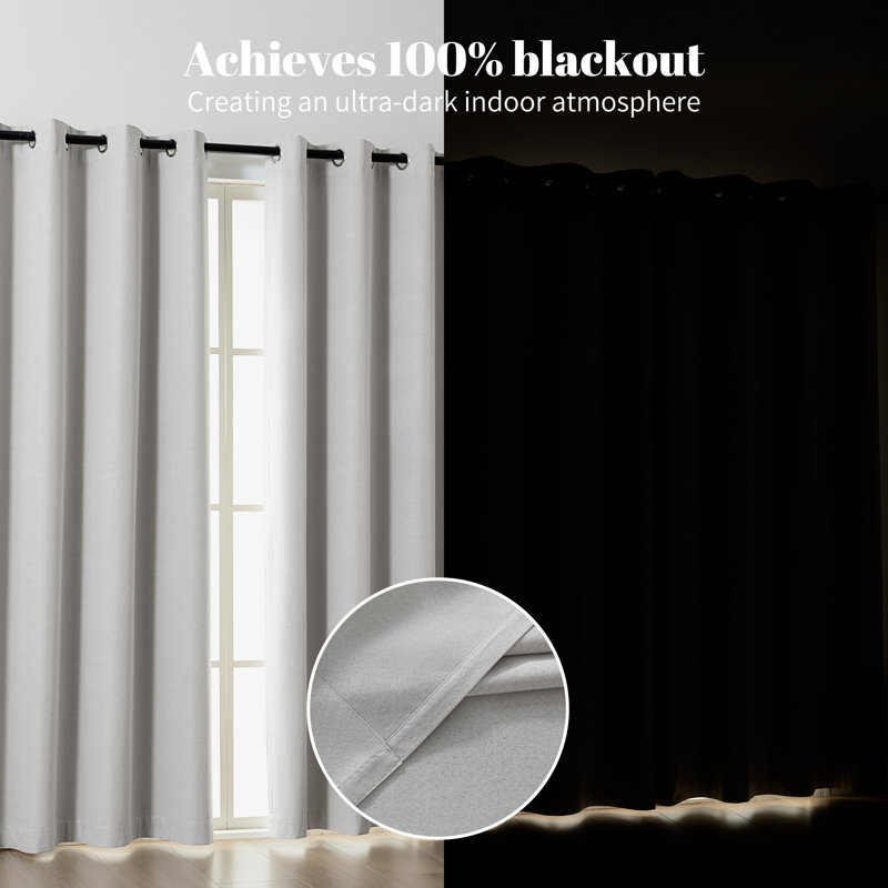  Blackout Curtains With Lining(Set of 2), Gray, 42" W x 63" L