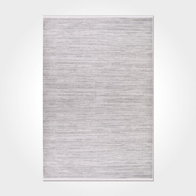 Modern/Striped Gray Machine Washable Non-Slip Area Rug