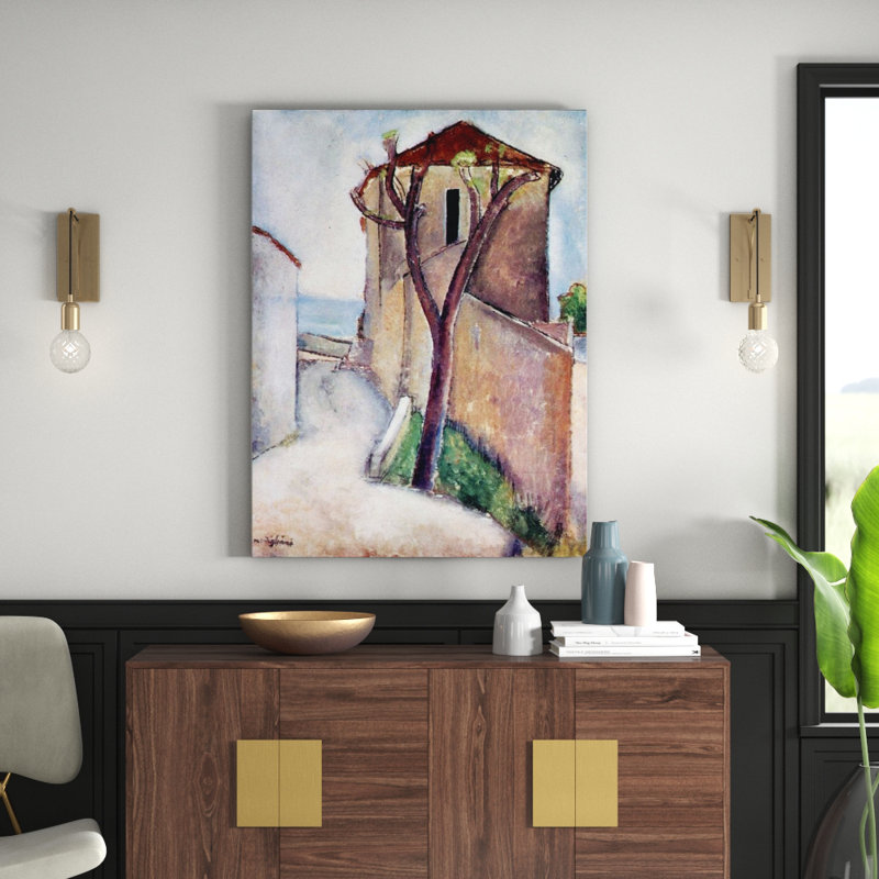 'Tree and House' Painting Print, 80cm H x 60cm W x 1.8cm D