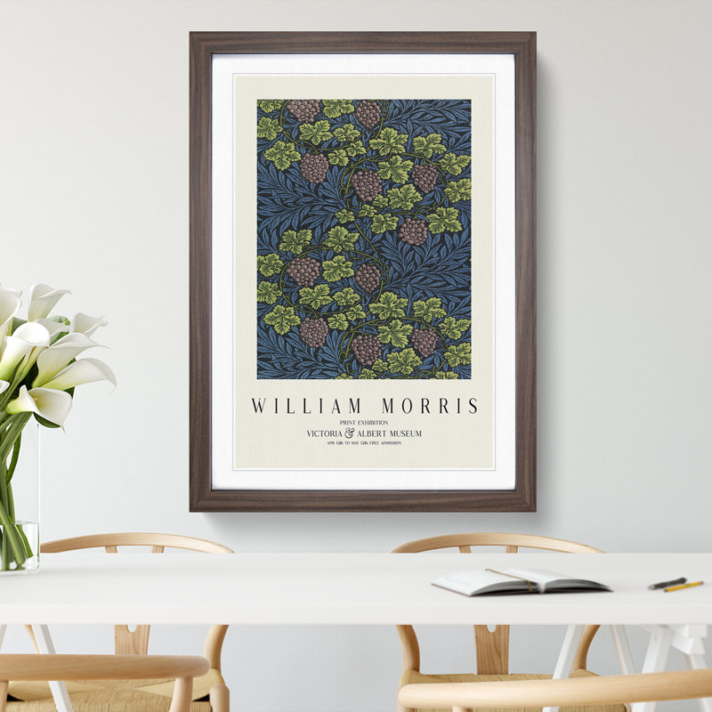 Vine Pattern Vol.2 by William Morris - Picture Frame Art Prints, Walnut, 65cm H x 48cm W x 2cm D