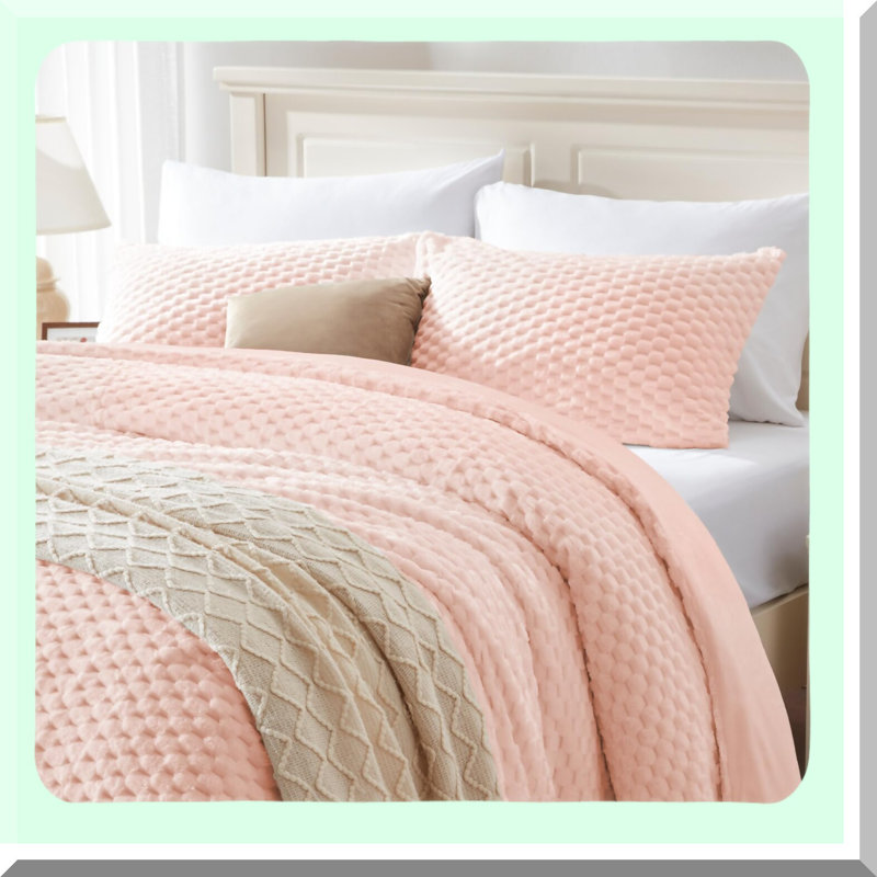 Fleece Cozy Comforter Set - Winter Warmth Bedding Bundle - Soft Fluffy Bed Set with 1 Comforter & 1 Pillowcase - Luxury Bed Set