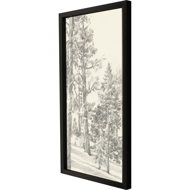 Black and Beige Forest Landscape Poster with Matte Black Frame