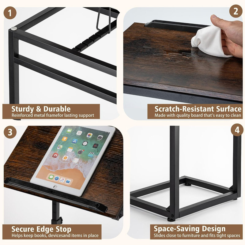 Table d'appoint télé, hauteur réglable et inclinaison de 0 à 60°, idéale pour le canapé

Table d'appoint pour les repas devant la télé et sur le divan