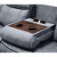 Fauteuil inclinable confortable en velours avec rangement caché et inclinable à deux tons de gris, table rabattable, 3 places, et détails capitonnés élégants-882374852