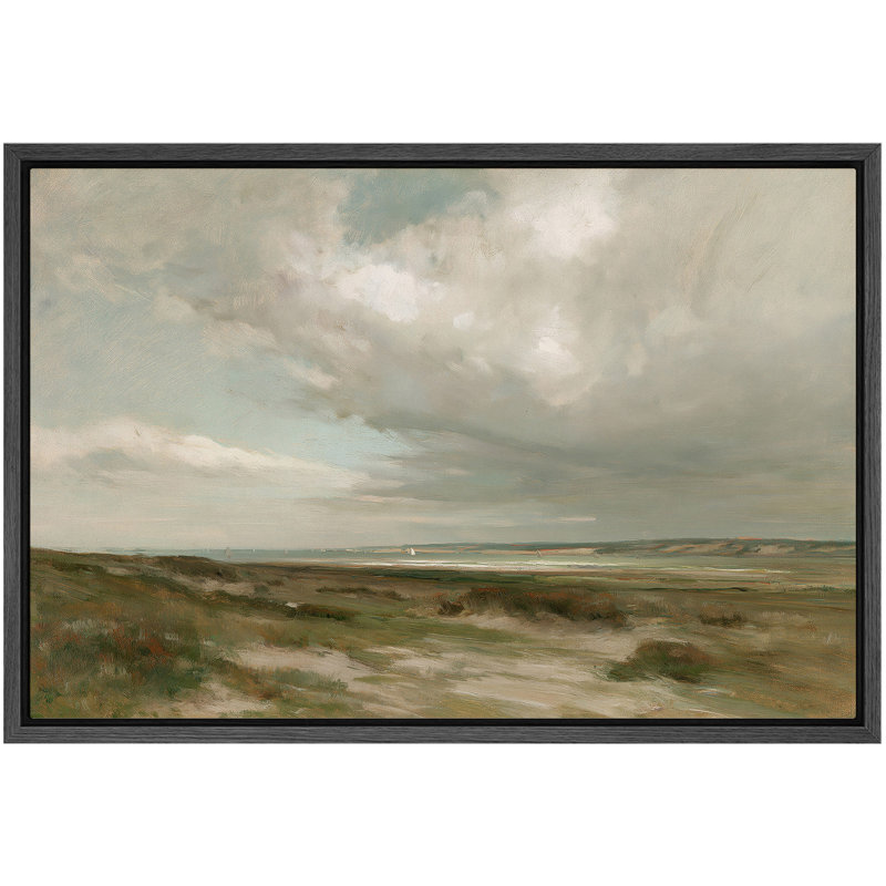 Tableau représentant un paysage de marais côtier brumeux, idéal pour le salon, impression giclée sur toile encadrée - 40 x 60 cm ou 60 x 90 cm