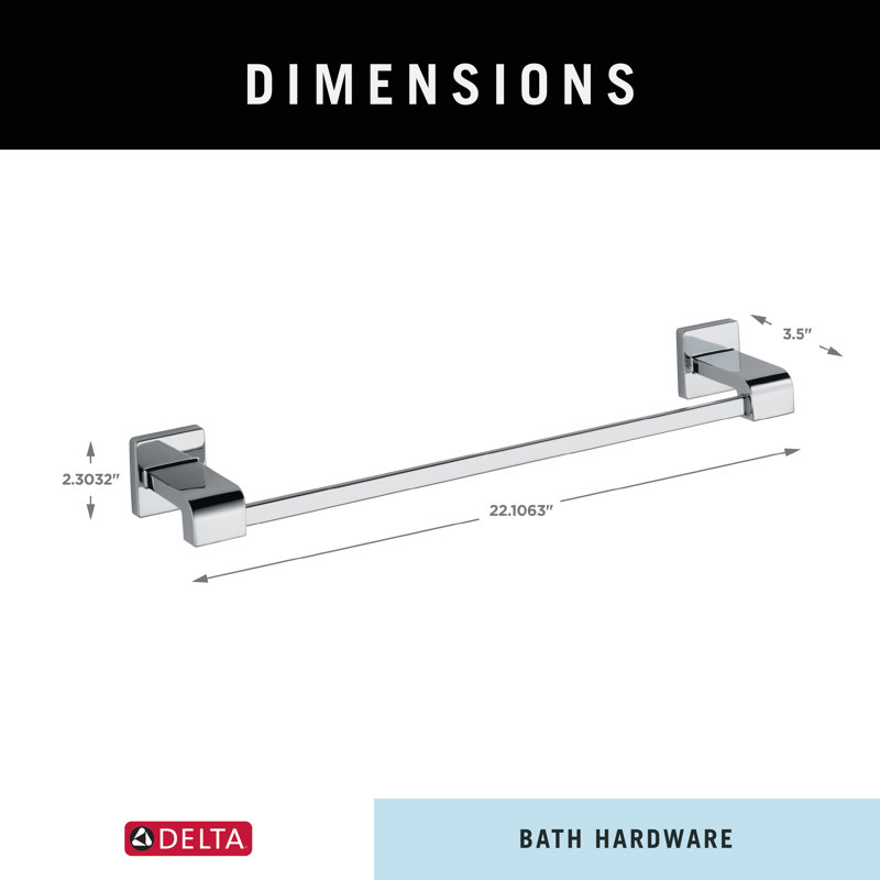 1 - Bar Wall Towel Bar, 2.3" H x 18" L x 3.5" D, Chrome