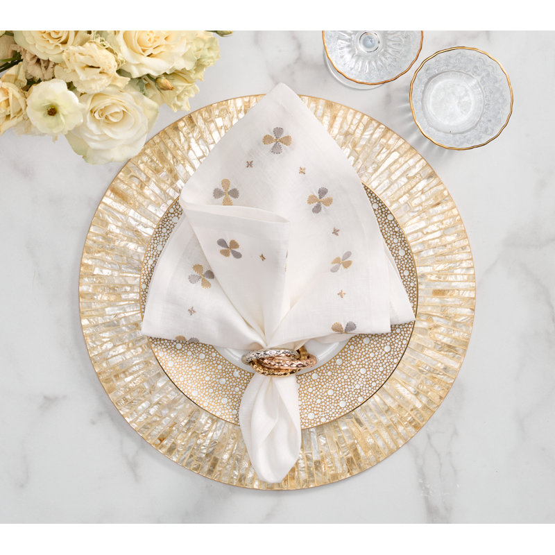 Clover Napkin, White/Natural/Gray