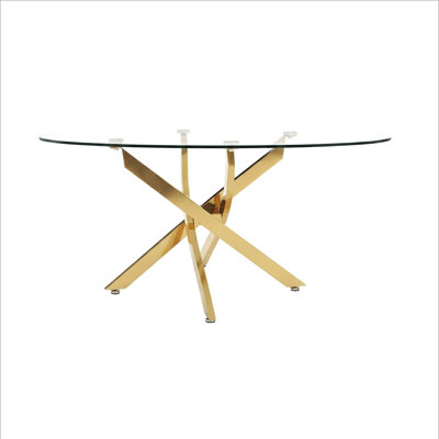 39.37" Glass Side Table with Gold Legs