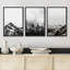 Misty Forest Landscape " IDEA4WALL Framed Canvas Print Wall Art Woodland Nursery Decor Set Black & White Winter Snow Mountains Nature Wilderness Modern Art Rustic Landscape For Living Room, Bedroom, Office " 3 - Pieces-91258502-119385150