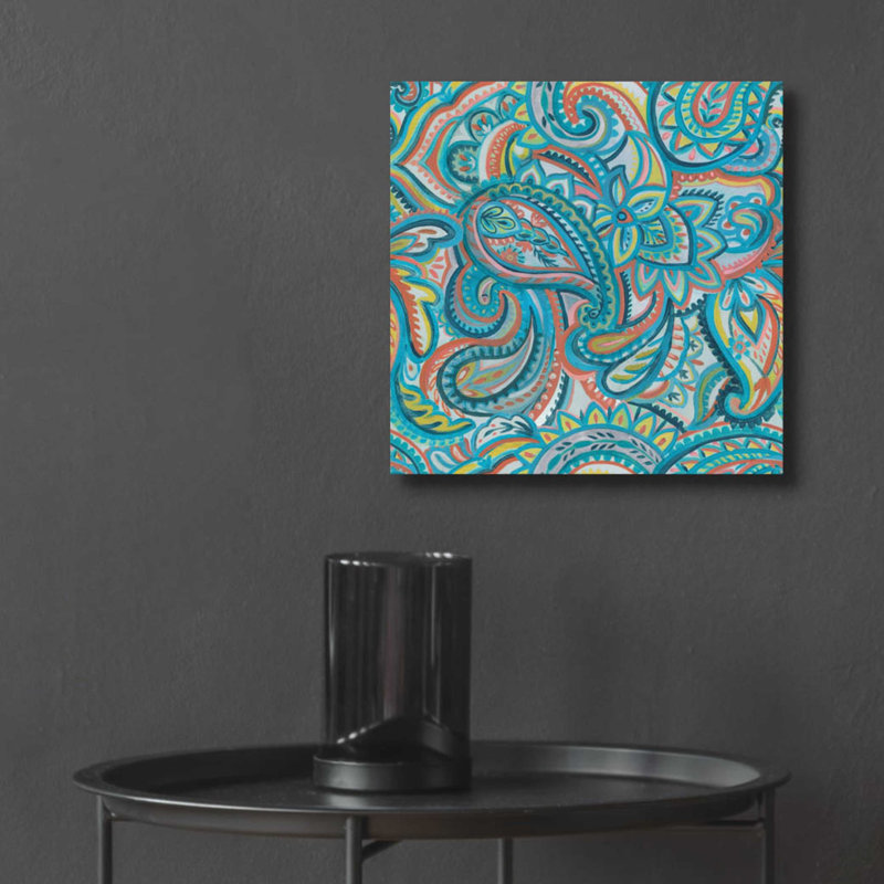 «Emerald Paisley Pattern III» par Silvia Vassileva, art mural en verre acrylique, H 12 po x l 12 po x P 0,13 po