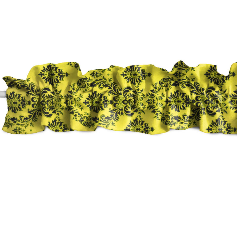 Cantonnière à damas, Noir/jaune, L 120 po x L 9 po