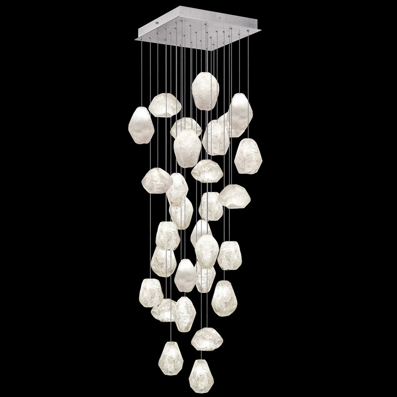 Luminaire suspendu 30 po Natural Inspirations, Argent, Quartz transparent
