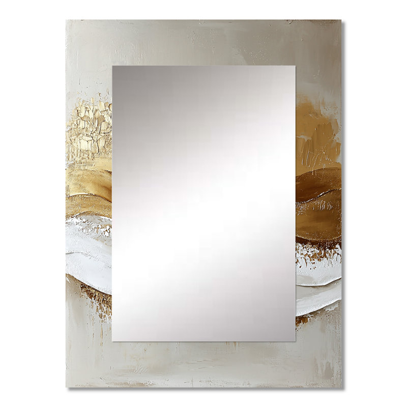 Gold Sahara Desert Abstract Landscape I - Landscapes Mirror, Modern Decorative Wall Mirror, Printed Metal Art, 32" x 24"
