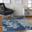 Tapis bleu à motif floral Leeming-1606308311