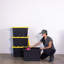 Sac de rangement en plastique 23 gallons avec couvercle, paquet de 4 - noir / jaune-132881730-132881731