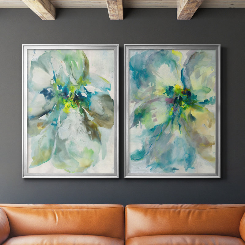 Peut-être Petunias I - ensemble de 2 reproductions d'art sur toile, H 24,5 po x l 37 po x P 1,25 po, Argent