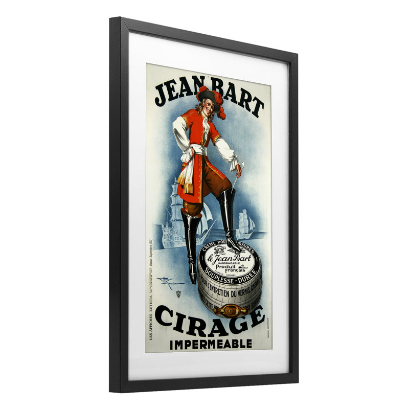 Publicité antique avec cire de chaussure imprimée sous verre, conception de Marcus Jules, H 20 po x l 14 po