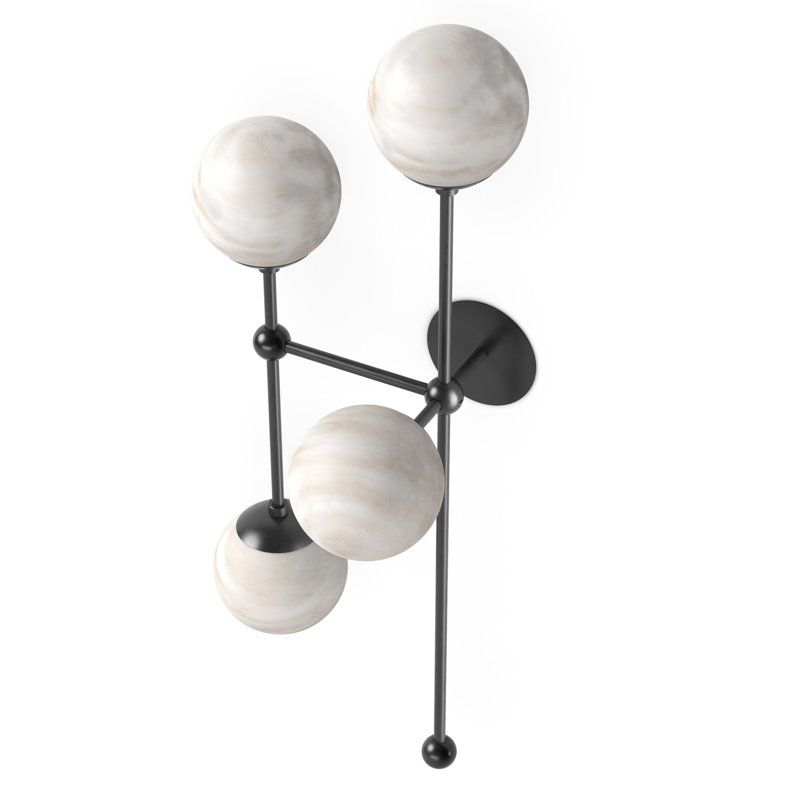 Armstrong 4 - Light Armed Sconce, Burnished Brass, Marbled Matte, Right