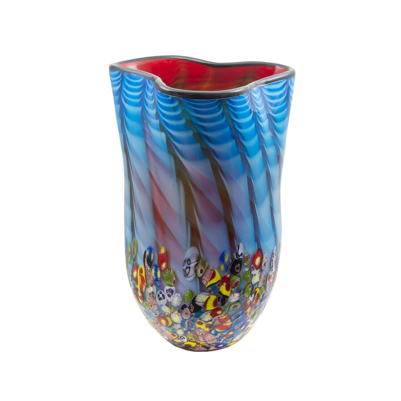 Vase de table intérieur / extérieur jaune / bleu / blanc 14 po